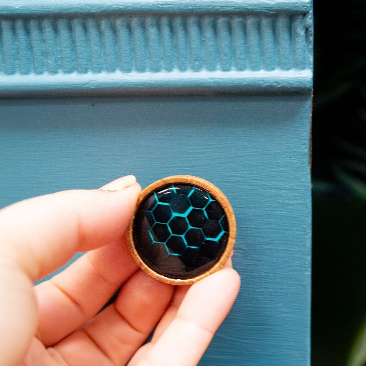 Geometric Wooden drawer knobs, round oak drawer knob