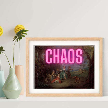 Chaos neon art, altered art funky print