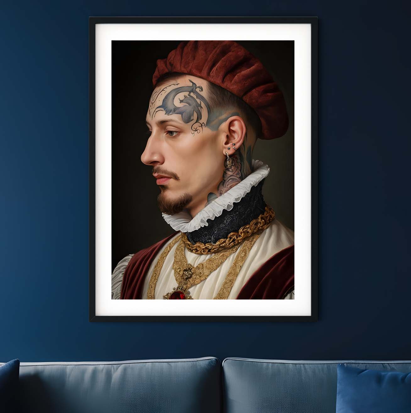 Renaissance Man tattoo prints altered art quirky wall art
