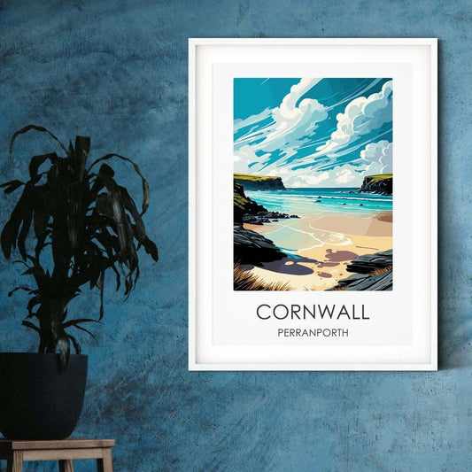 Cornwall Perranporth travel posters UK destination Cornwall prints