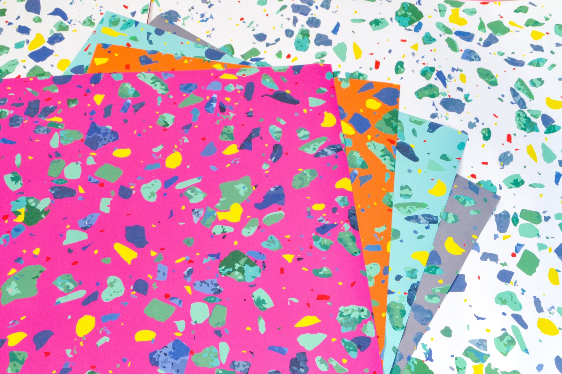 Hot Pink Wrapping Paper, Terrazzo colourful wrapping paper set Wrapping paper