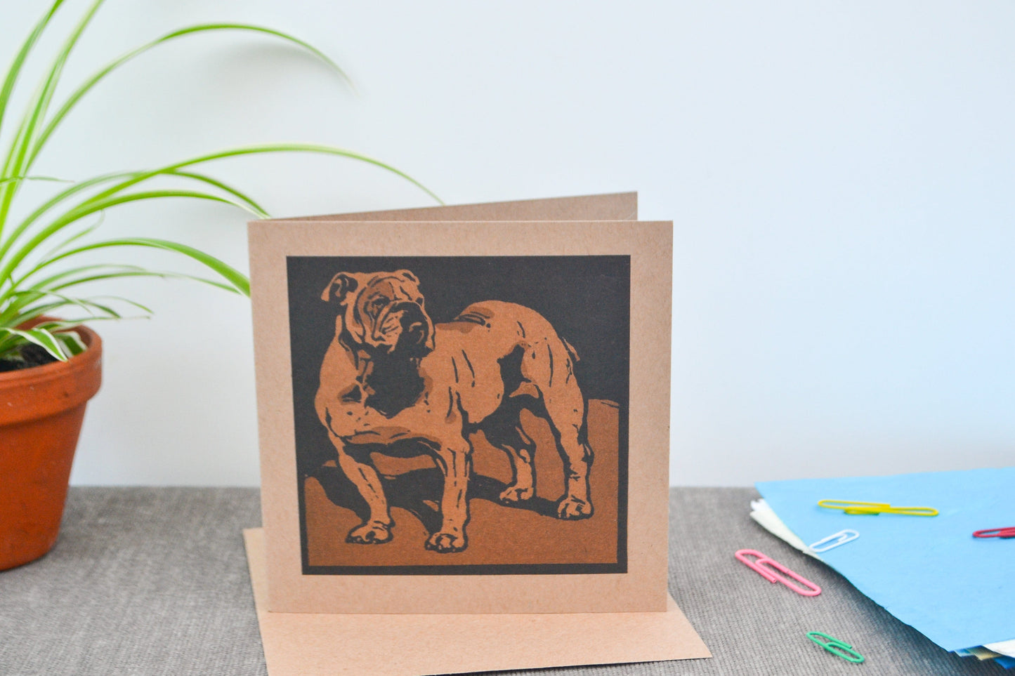 Vintage square English Bulldog Greetings Card cards