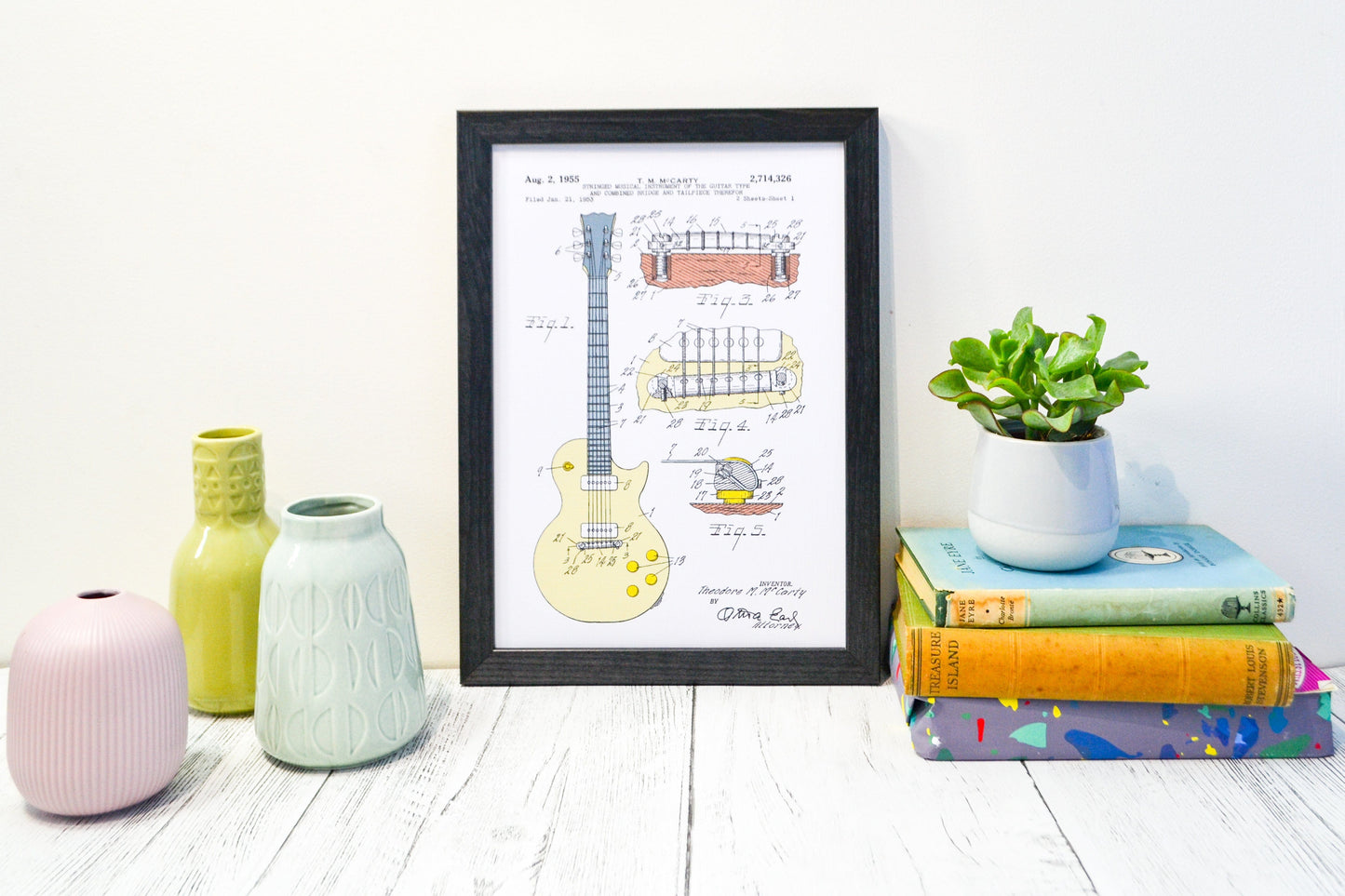 Gibson Les Paul Guitar coloured patent print patent prints