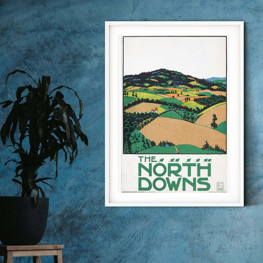 North downs vintage travel posters UK, vintage travel print