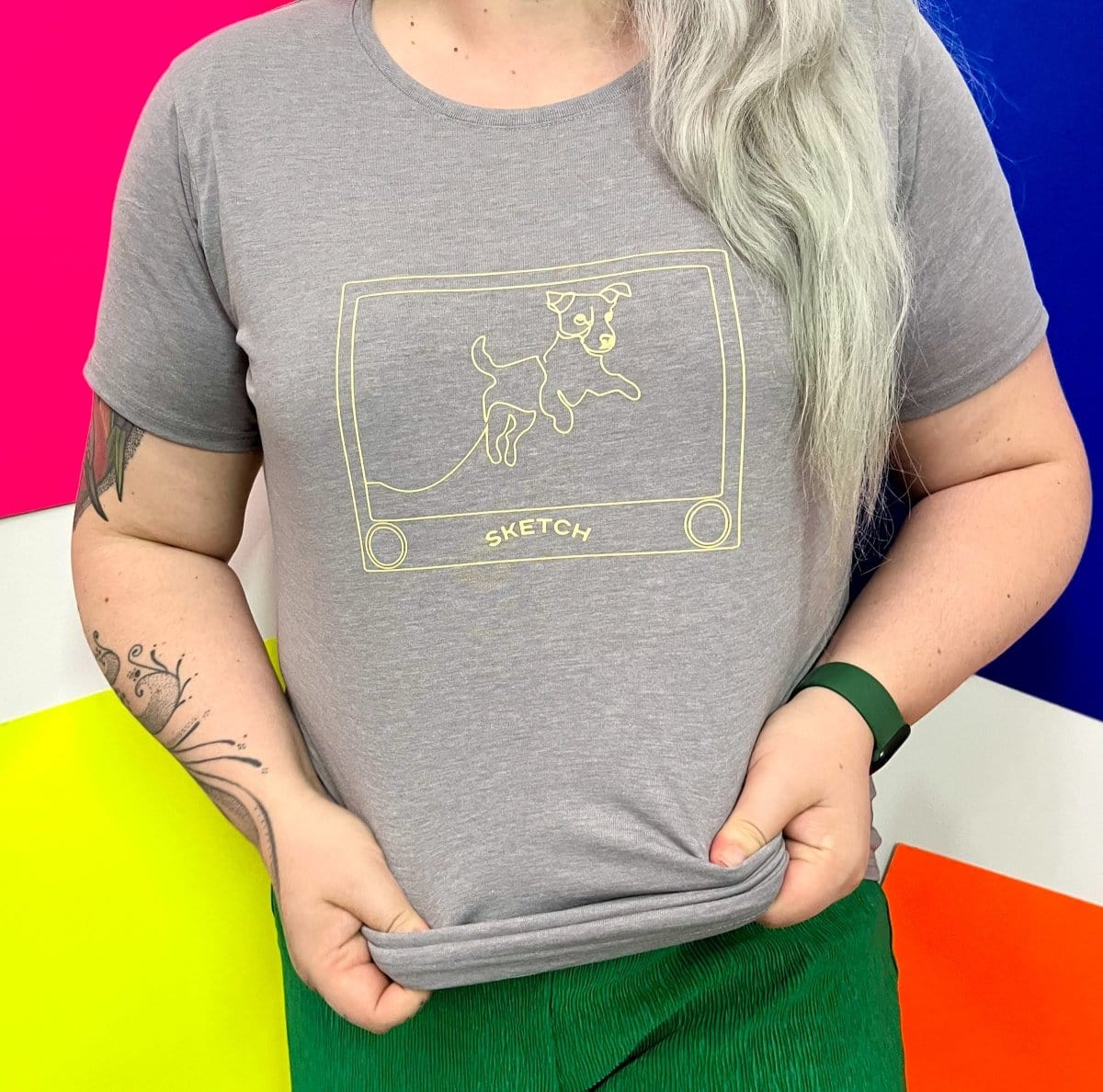 Jack Russell dog Etch & Sketch toy T Shirt, line art shirt