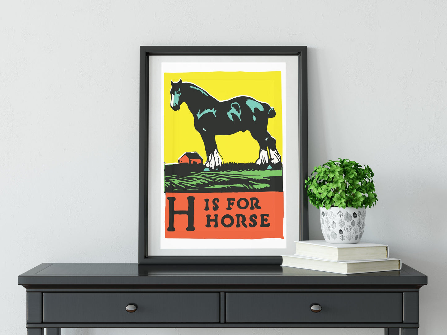 H is for horse wall art, letter H alphabet print, Horse abc print alphabet prints