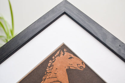 Vintage Horse print - Square Art Framed farm Nursery animal print
