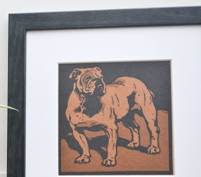 English Bulldog print, Square Art Vintage Animal Prints, Dog art