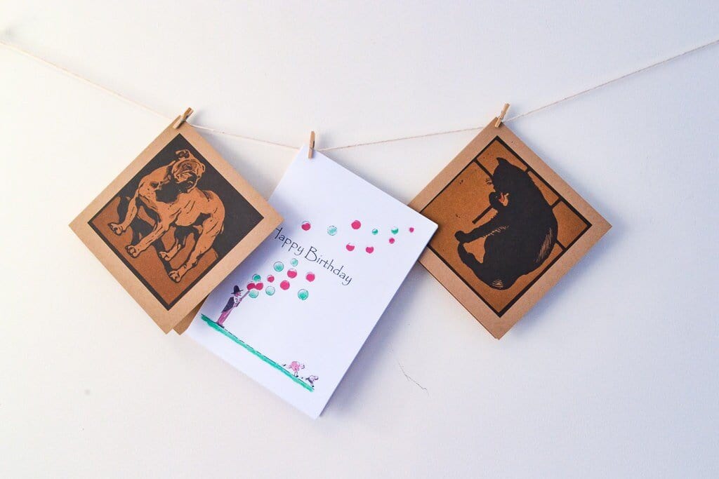 English Bulldog Greetings Card, Vintage Birthday, Thank you or Blank