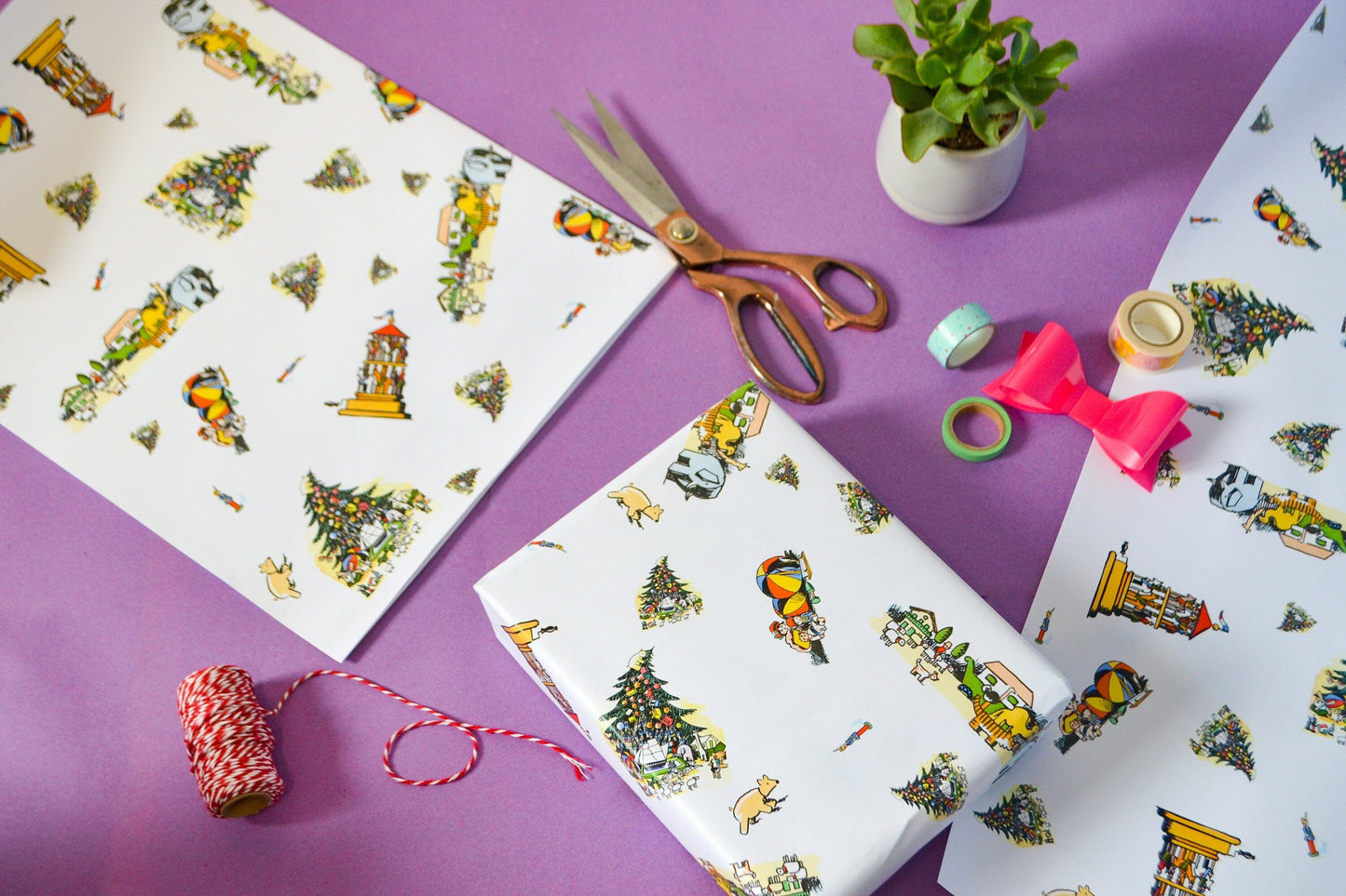 Christmas Wrapping Paper Retro Set, Vintage Christmas Wrapping Paper sheets