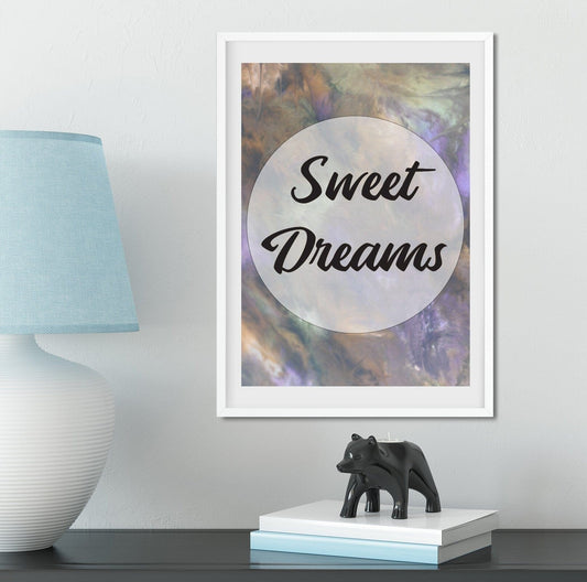 Framed Typography Print, sweet dreams quote print, inspirational print, dream quote bedroom decor quote prints