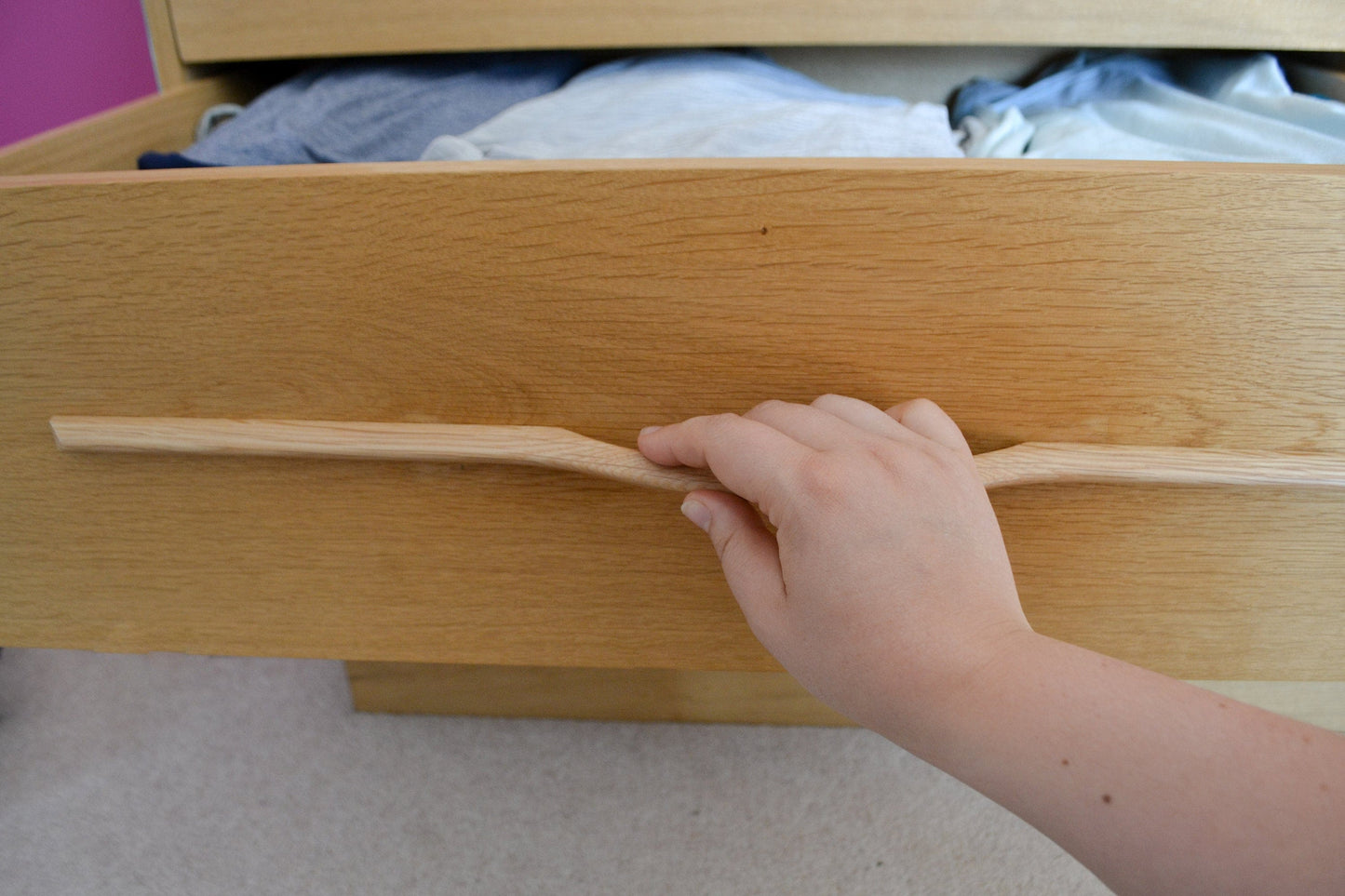 Curved Oak Handles, Wooden handle for wardrobe or drawers