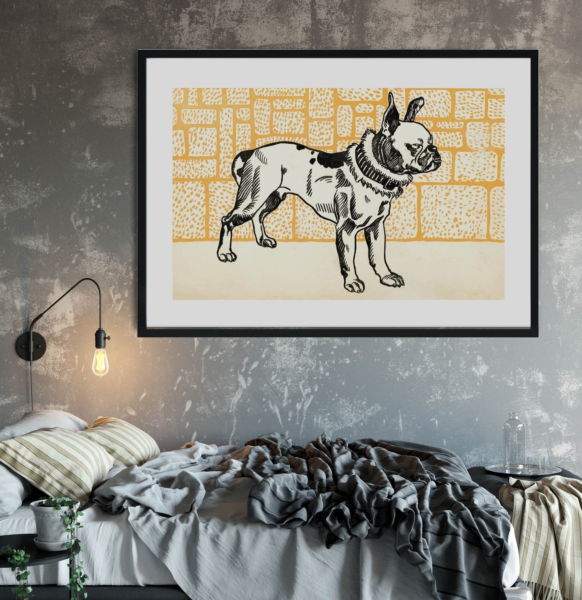 Framed frenchie dog print, vintage print dog art print, bulldog wall art, vintage dog art antique dog print, vintage poster french bulldog Vintage Animal Prints
