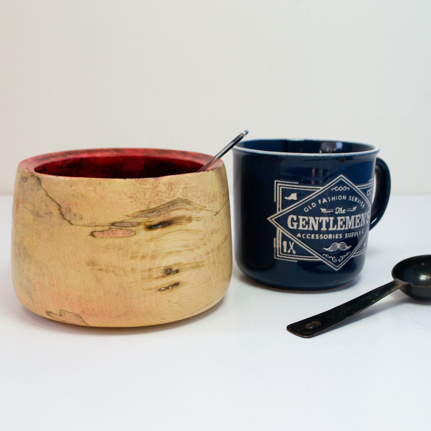 Hand Turned sycamore pot - Painted wood bowl, decorative wood bowl