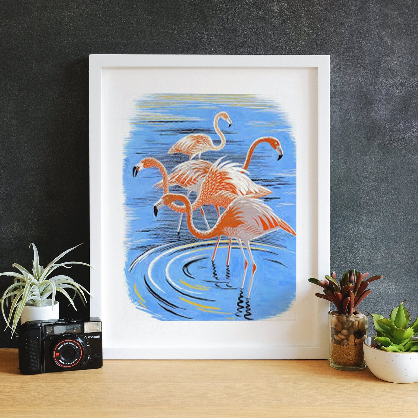 Framed Vintage Flamingo Print, Bird art print