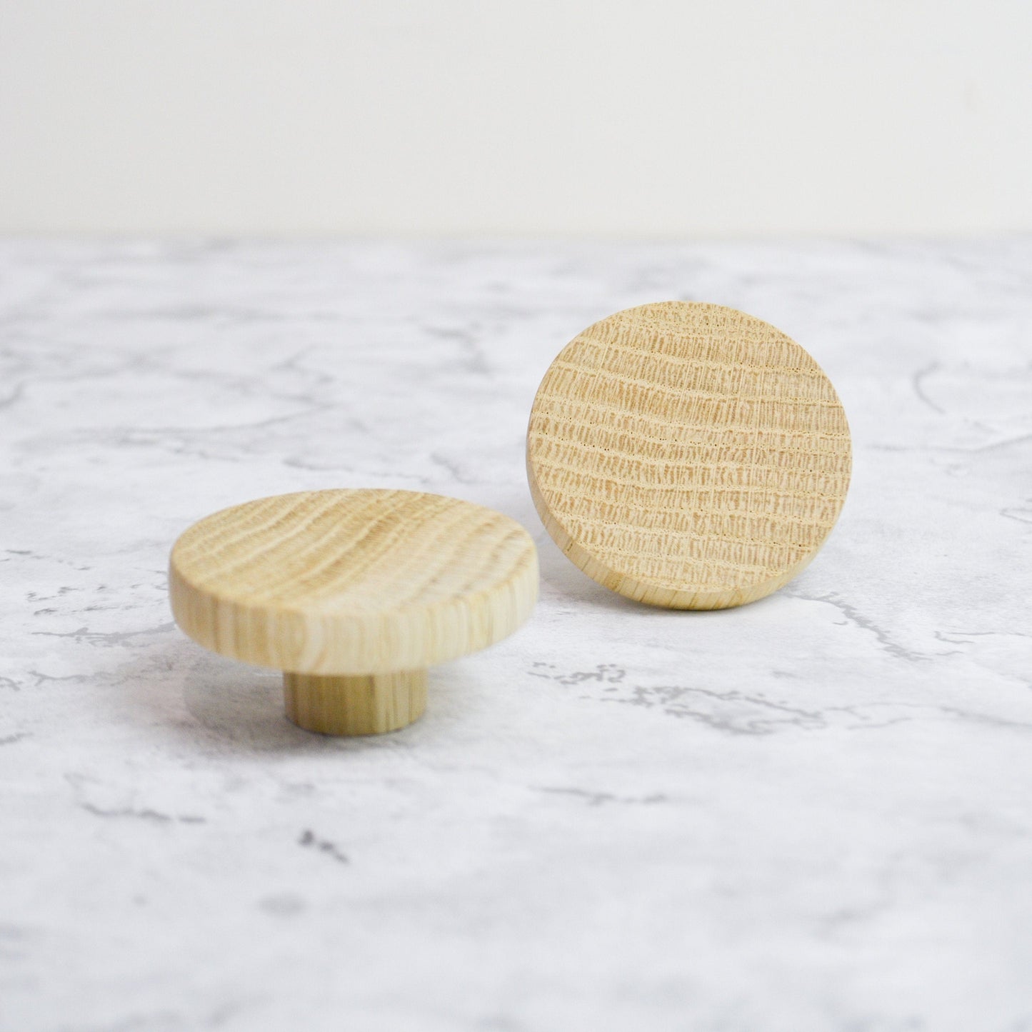 Small Round Oak Wood Knob, Minimalist handle Modern cabinet pulls