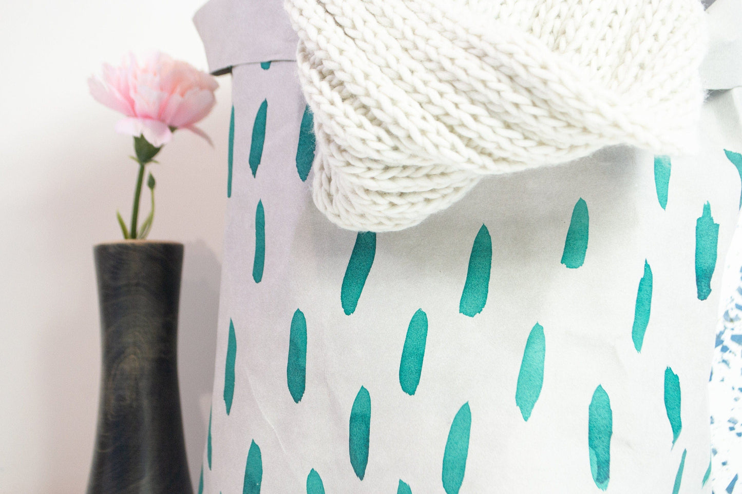 Hand painted brush stroke paper planter, washable paper bag, nordic style eco paper storage, modern storage bathroom organizer