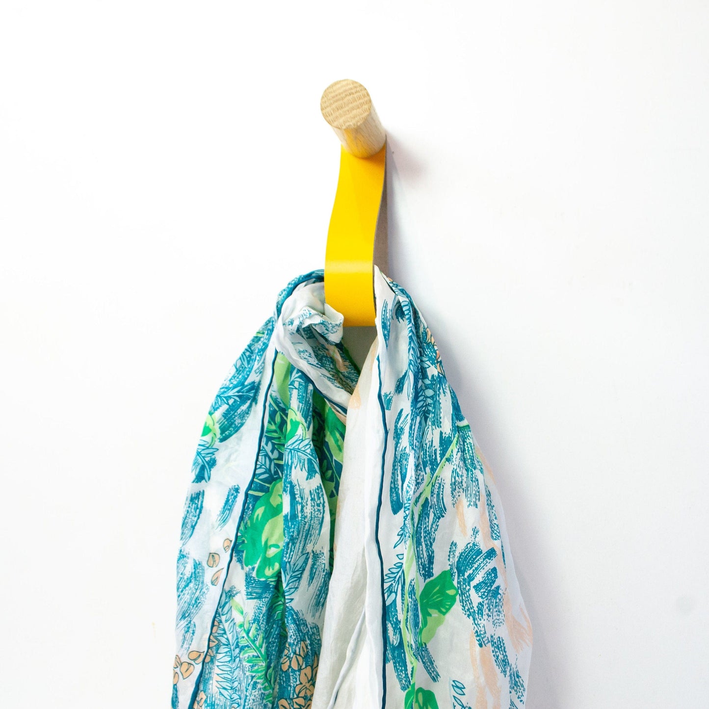 Oak Wood Dowel Wall Hook with leather strap, Colorful leather wall hook coat hook, Leather strap towel hook wall storage