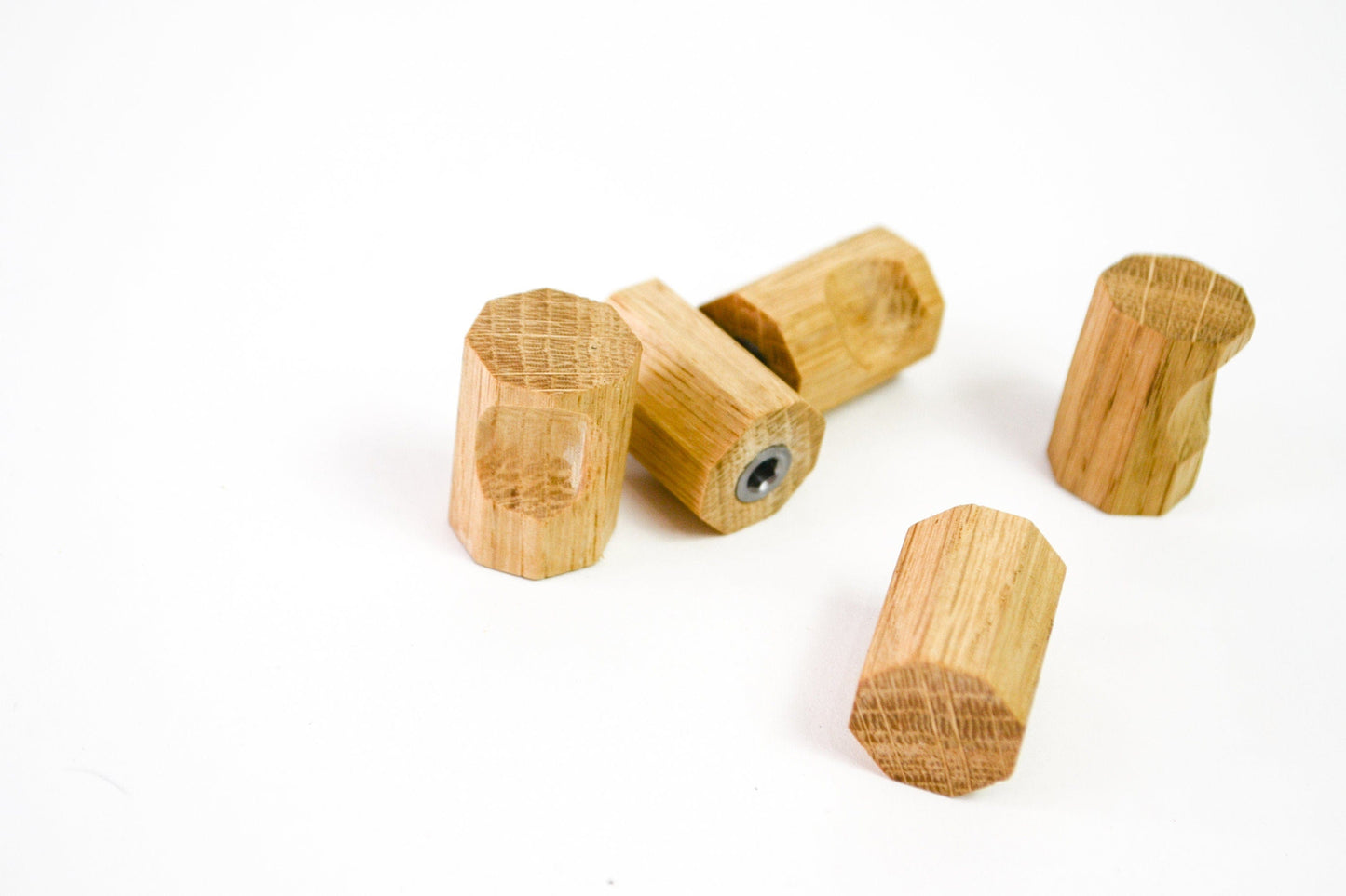 Small Geometric Oak Wood Knob - Modern Cabinet Pulls