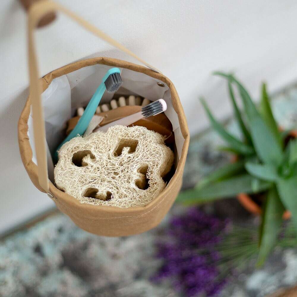 Brown Hanging paper planter, wall hanging indoor hanging planters