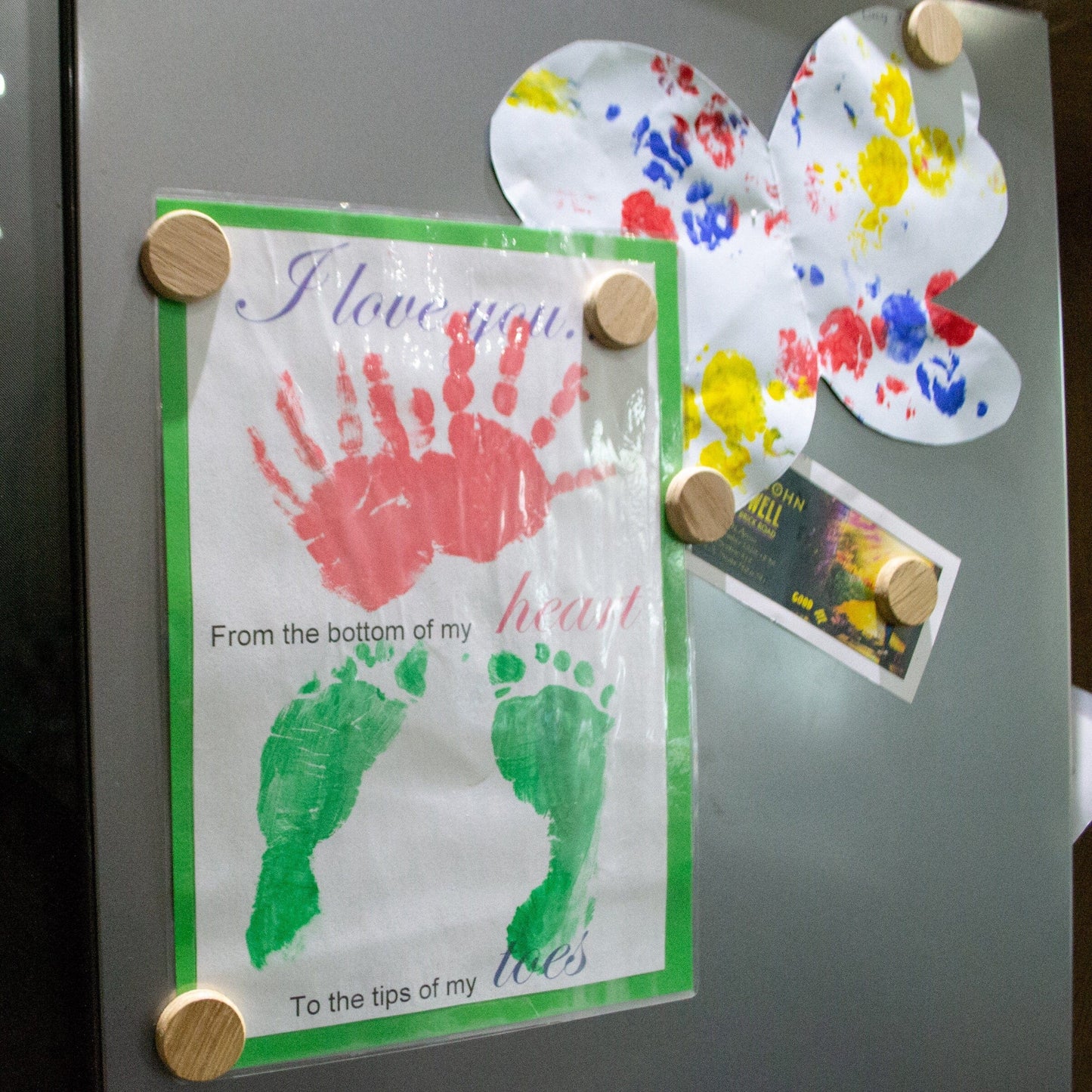 Minimalist Oak strong fridge magnets, wooden mini magnet set