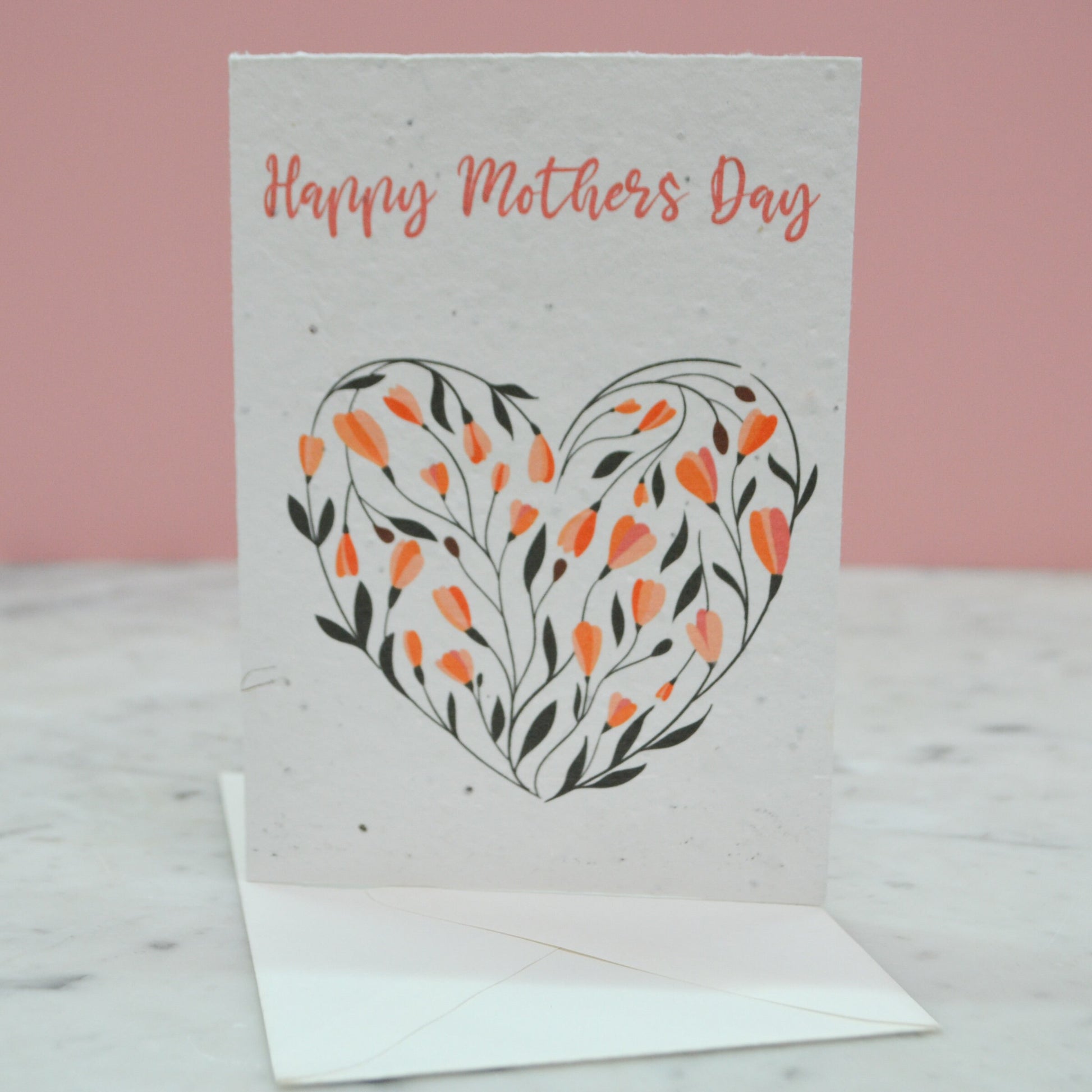 Mothers Day Plantable Seed Paper flower heart Card, eco seedpaper card