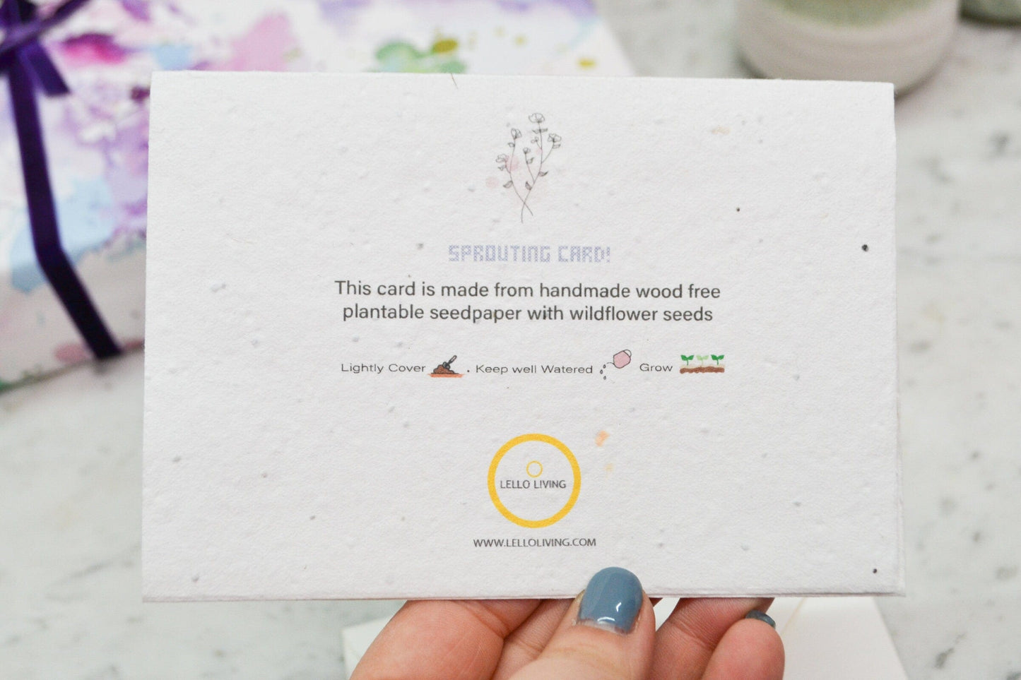 Mothers Day Plantable Seed Paper Blue and purple Flowers Card