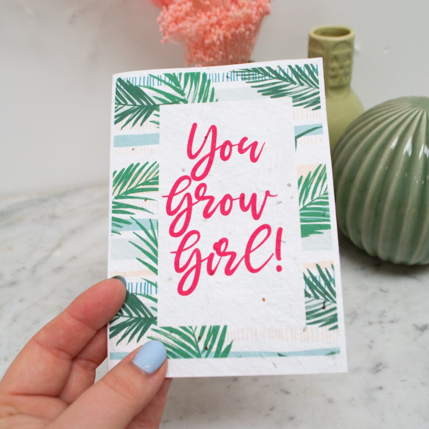 Typography plantable seed card, blank card