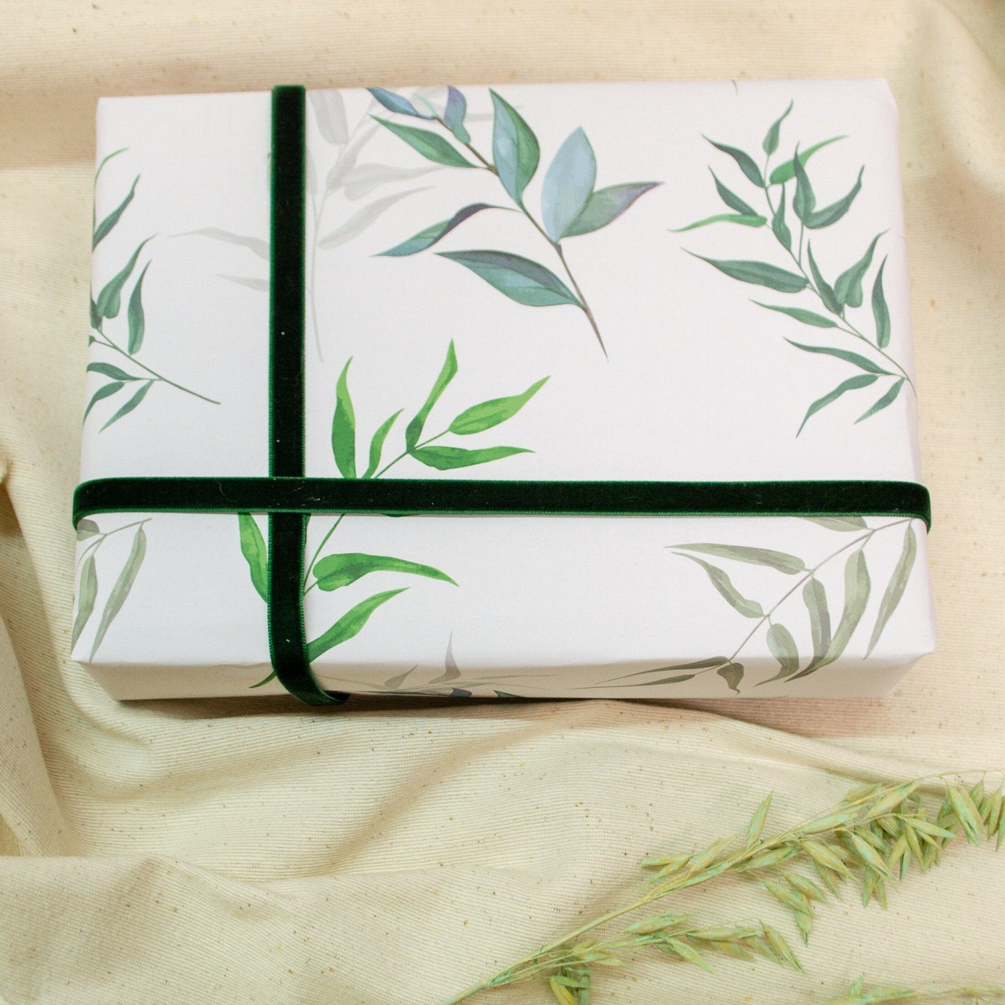 Willow leaf Wrapping Paper, Recyclable Botanical green wrapping paper