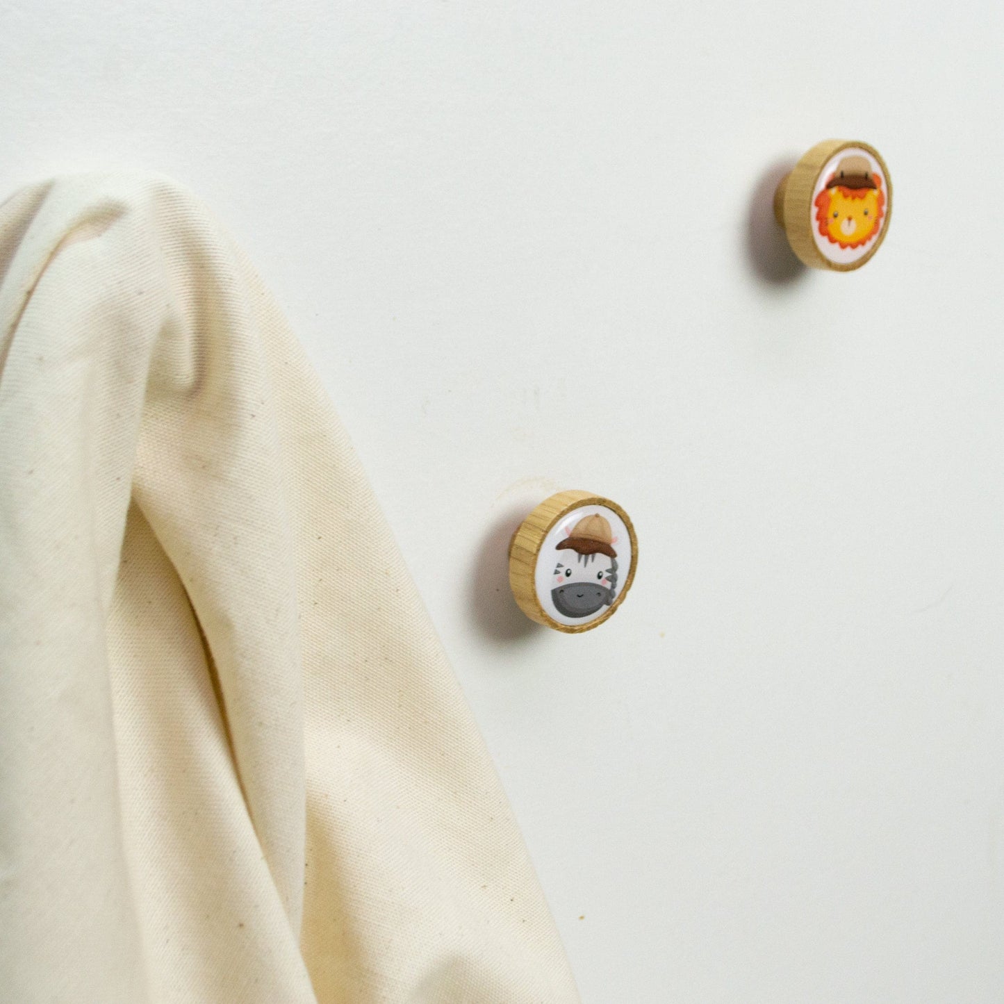 Safari animal wall hooks, quirky coat hooks, colourful wall hangers