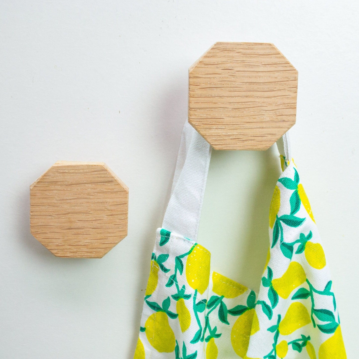 Large Geometric Oak Wood Wall Hook, Minimalist coat hook, Octagonal oak modern wall hook, peg hook towel hook wall storage