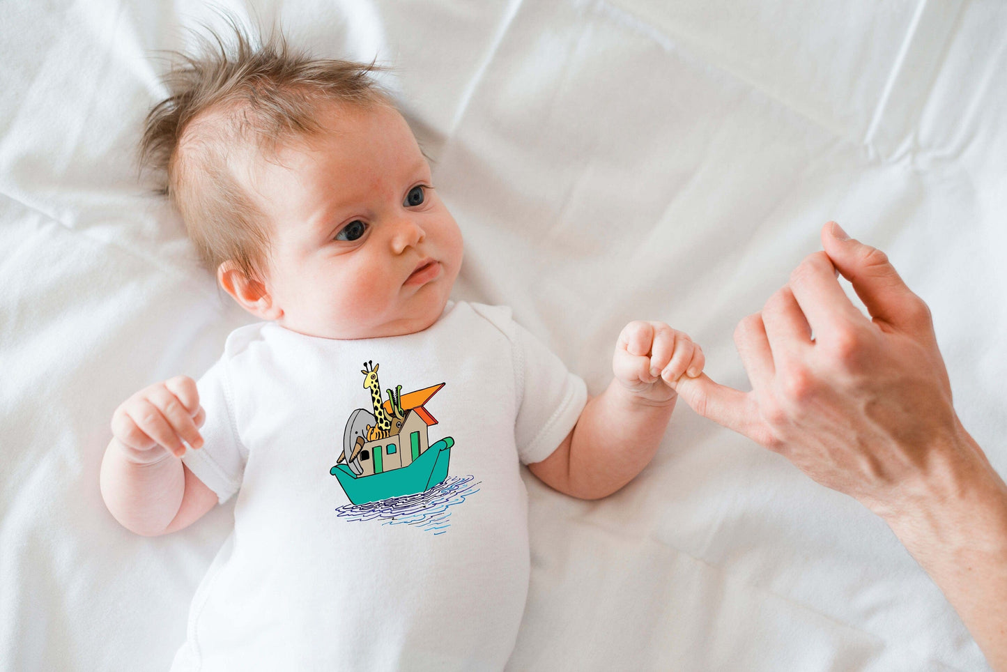 Noah's Ark animals bodysuit for newborn, noah ark Christian onesie vest, baby announcement noahs ark Baby Shower Gift for new parents