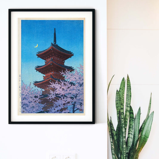 Japanese Ueno Shrine Art Print, Hasui, Ukiyo e Japanese Poster Print Japanese Art Print