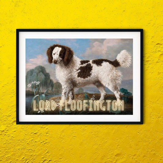 Lord Floofington neon art, dog art living room prints