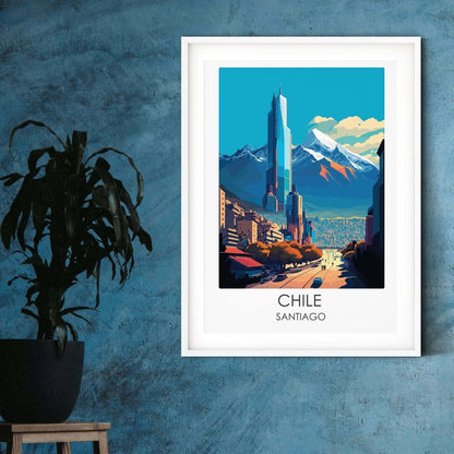 Chile Santiago modern travel print graphic travel poster