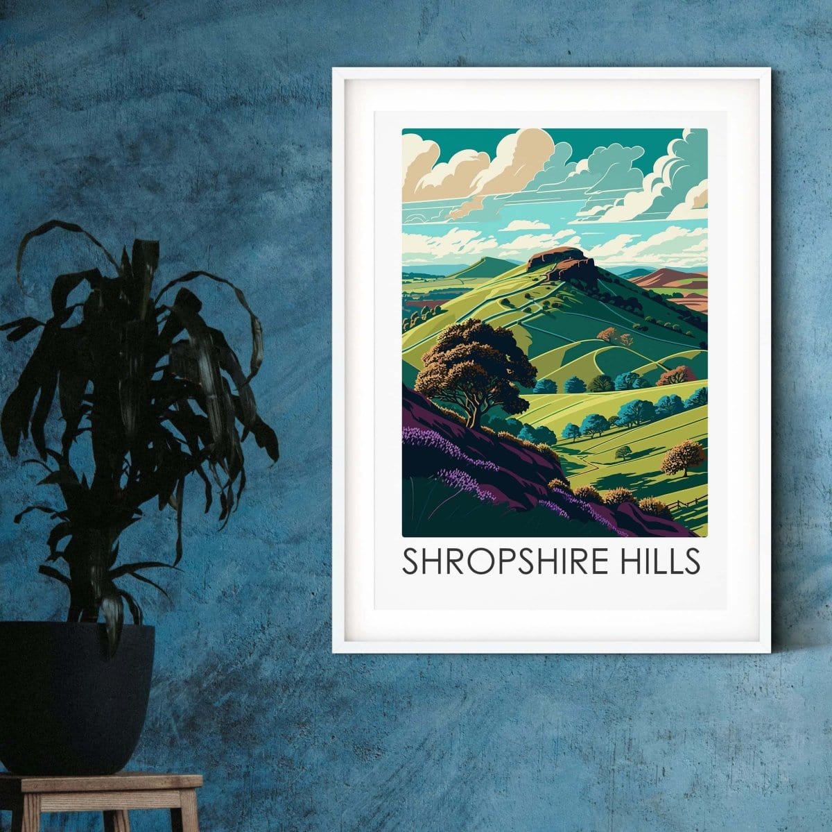 Shropshire hills travel posters UK landscape print