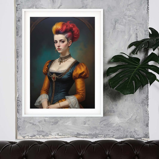a painting of a woman with red hair