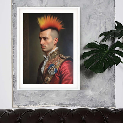 a portrait of a man with a mohawk