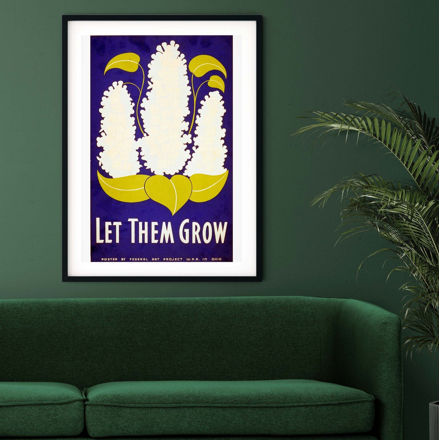 Framed Floral Print with Typography 'Let Them Grow'