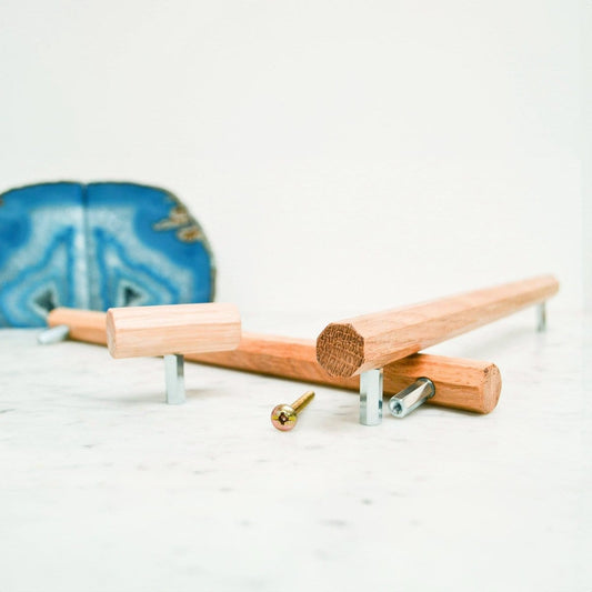 Geometric Oak Wooden Handle, Oak cabinet pulls wooden wardrobe bar handle