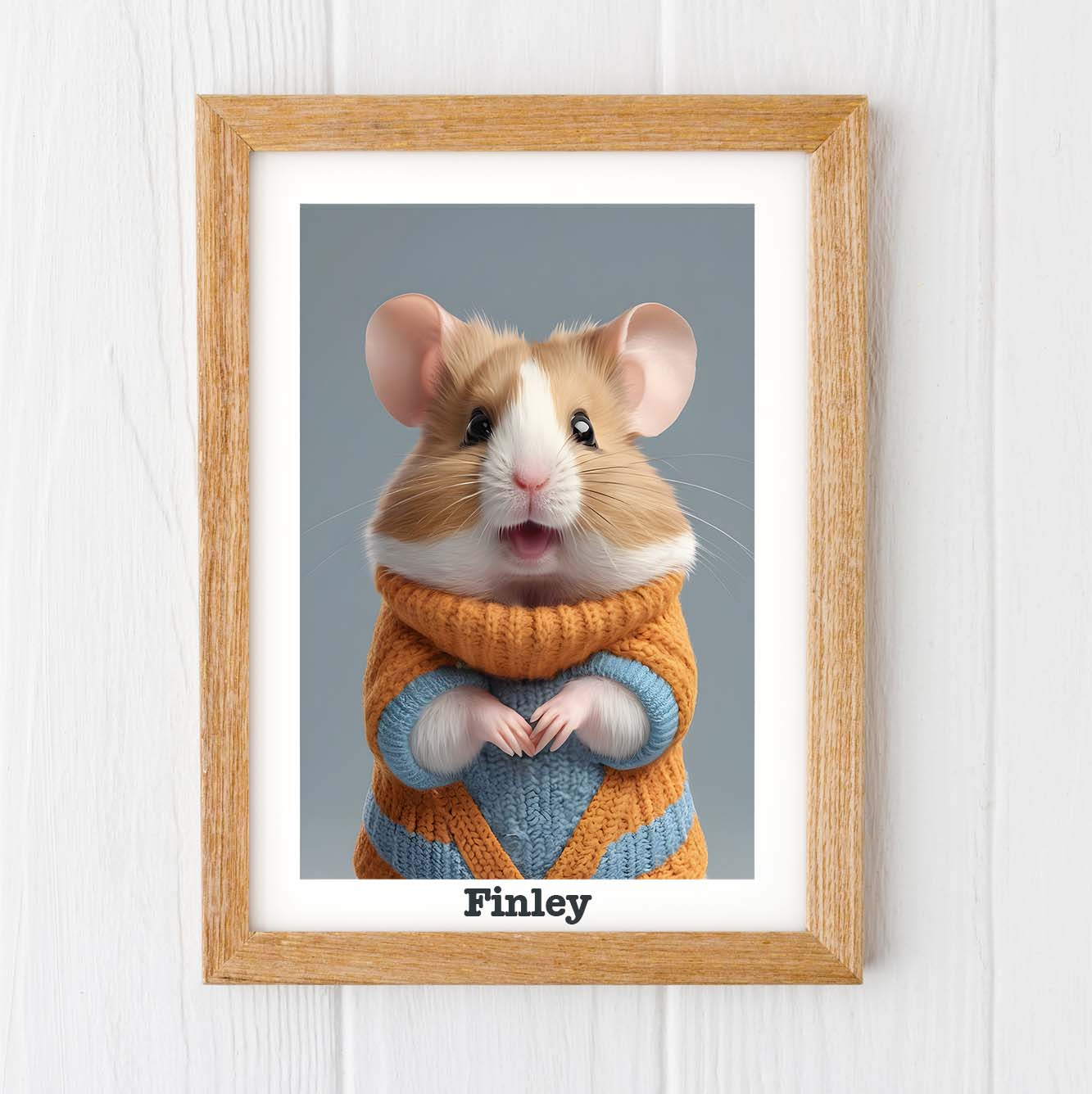 Hamster print, personalised name animal nursery prints