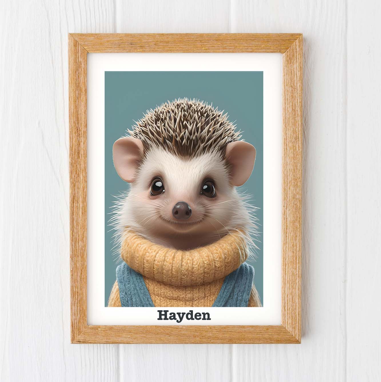 Baby Hedgehog print, animal personalised nursery prints