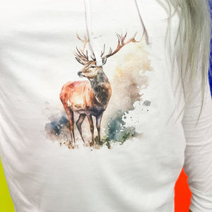 Stag t shirts, deer stag long sleeve hooded t shirt