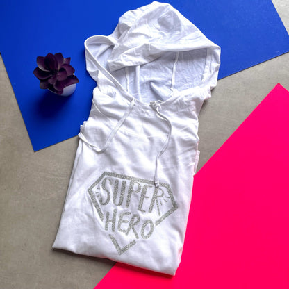 Superhero hoodie for adults or teenager, lightweight longsleeve mummy hoodie