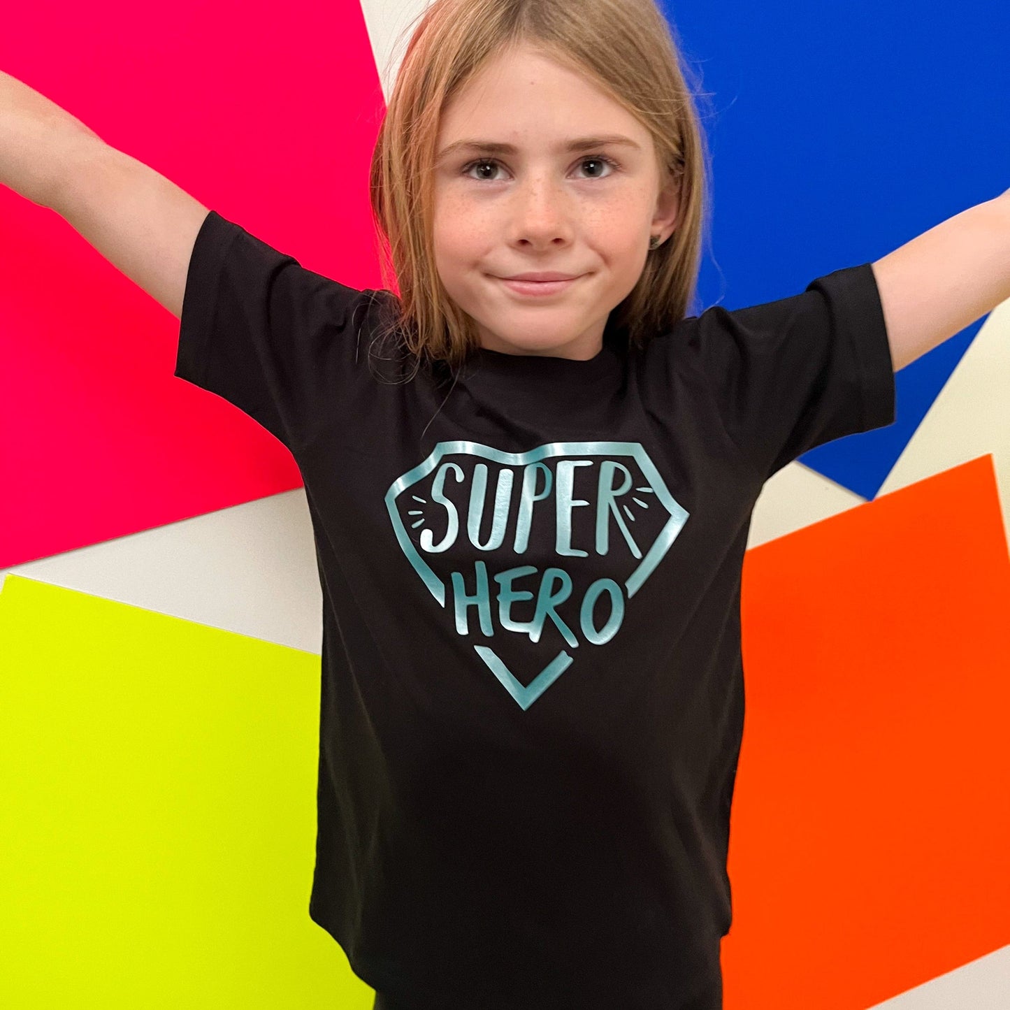 Metallic Superhero T Shirts, super hero shirts for boys, girls or teens