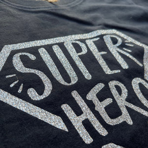 Glitter Superhero T Shirt, super hero shirt for boys, girls or teens