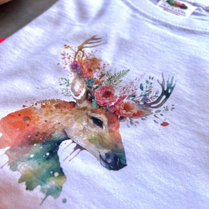 Floral Stag t shirts, deer stag long sleeve hooded t shirt