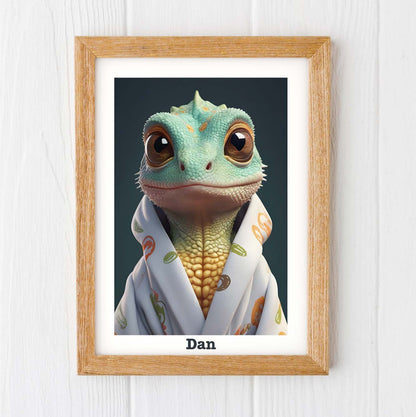 Dinosaur print, clothed Dino personalised nursery prints gifts for kids