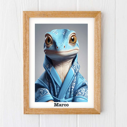 Dinosaur print, blue print personalised animal nursery prints