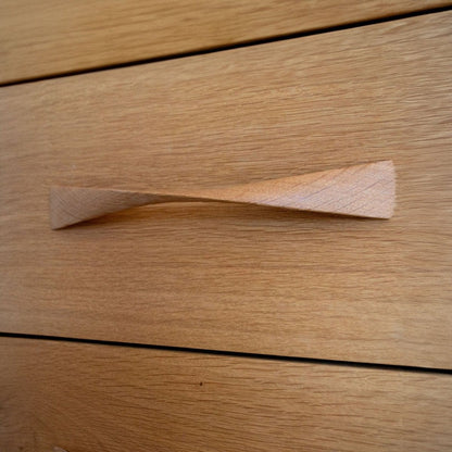 Twisted Oak Drawer Handles, Minimalist Oak Kitchen Handles, wooden twist handle